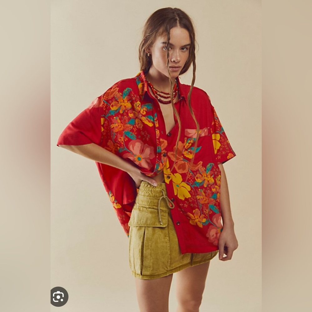 Free People Share Good Vibes Buttondown Shirt